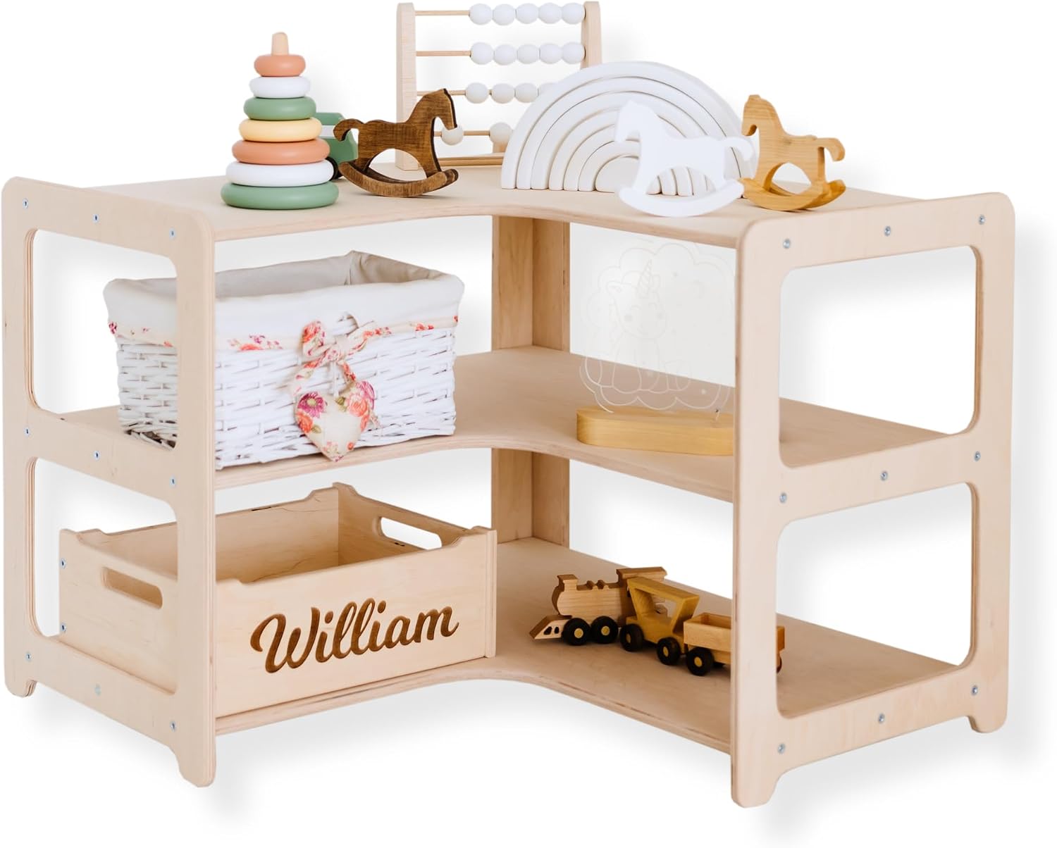 Montessori Bookshelf + Small Toy Shelf + Corner Toy Shelf, Wooden Shelf, Kids Bookcase, Toy Storage, Kids Furniture, Montessori Shelf (ONLY Corner Shelf)