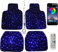 Starlight LED Car Floor Mats, 4pcs Shiny Starry Sky Star Light Floor Mats, App Control Washable Fiber Optic Lights Universal Automotive Decoration Atmosphere Light