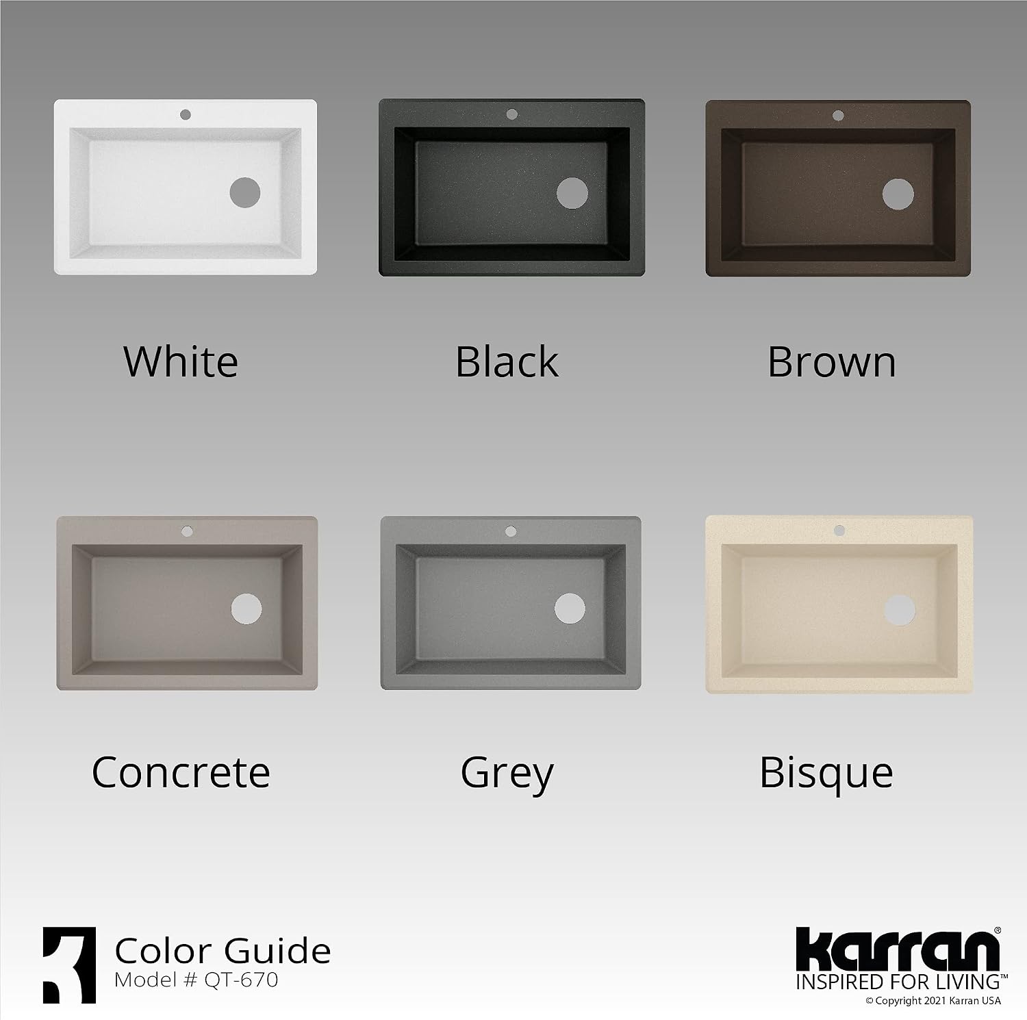 Karran QT-670 Drop-In/Top Mount 33' Single Bowl Granite Quartz Composite Kitchen Sink in Black Right Side Drain, Extra Deep 9' Basin, Heat & Scratch Resistant, Sound Dampening
