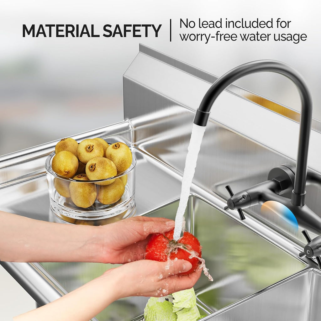 ROVSUN Commercial Sink, Stainless Steel with 3 Compartment and Left Side Drainboard, 43.9' x 20' x 43.3' Freestanding Kitchen Utility Sink, Bowl Size 10' x 14' x 10', Silver