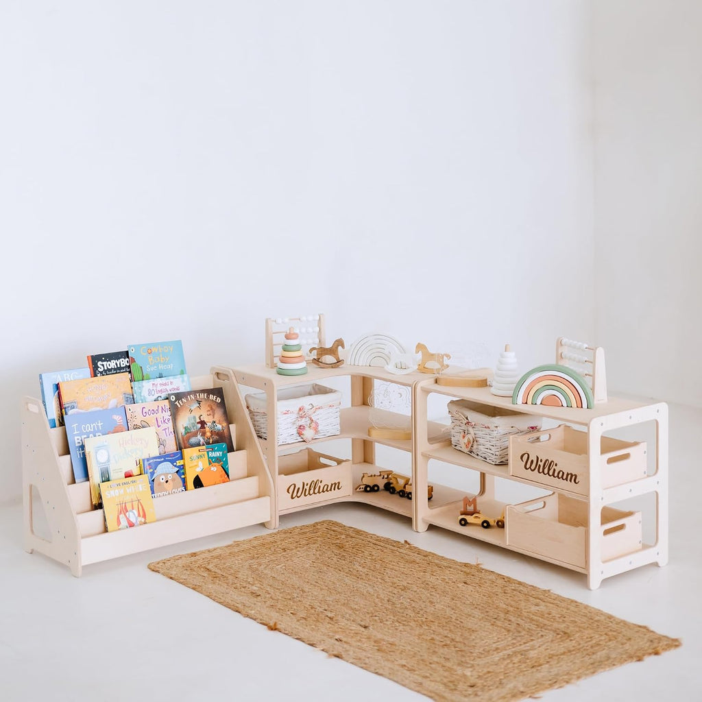 Montessori Bookshelf + Small Toy Shelf + Corner Toy Shelf, Wooden Shelf, Kids Bookcase, Toy Storage, Kids Furniture, Montessori Shelf (ONLY Bookshelf)