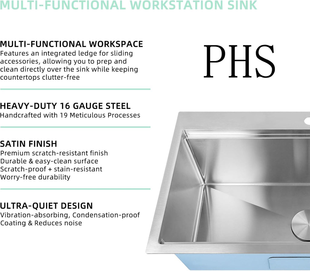 32 inch Workstation 32 * 19 Single Bowl