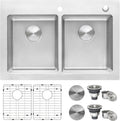 Ruvati 33 x 22 inch Topmount Kitchen Sink – 50/50 Double Bowl Kitchen Sinks, 16 Gauge T-304 Stainless Steel Kitchen sink, Drop-in Sink, Brushed Finish – RVM5150