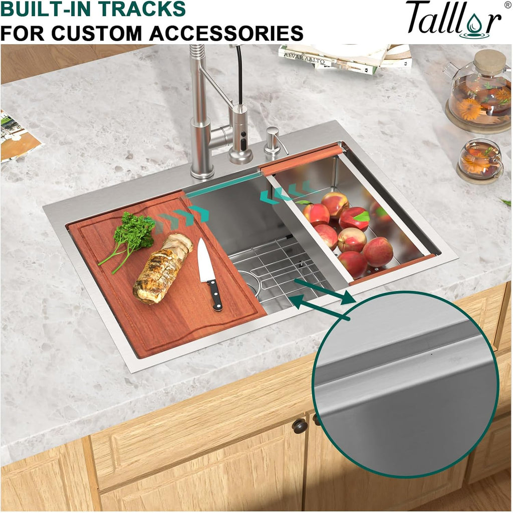 30 Drop In Kitchen Sink Workstation - 30x22 Kitchen Sinks Drop In Stainless Steel 16 Gauge Single Bowl Topmount Handmade Over Counter Sink Basin #TLT-0046