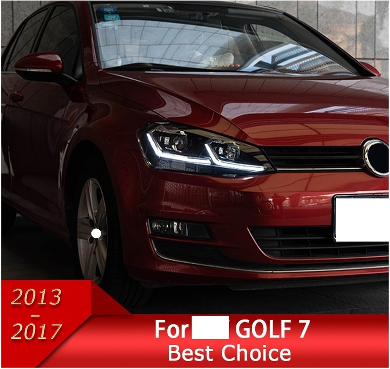 Car Lights Compatible With Golf 7 2013-2017 MK7 LED Auto Headlight Assembly And Front Grill Upgrade Dynamic Bifocal Lens LHD RHD Accessories(For Golf 7 Sliver)