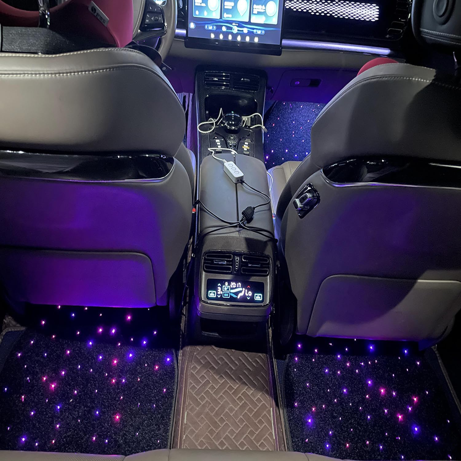 Luxury Starlight LED Car Floor Mats, 4pcs Starry Star Light Floor Mats Washable Fiber Optic Lights APP/Remote Control Music Mode Sound Activated Interior Lights for Cars, SUVs, Trucks