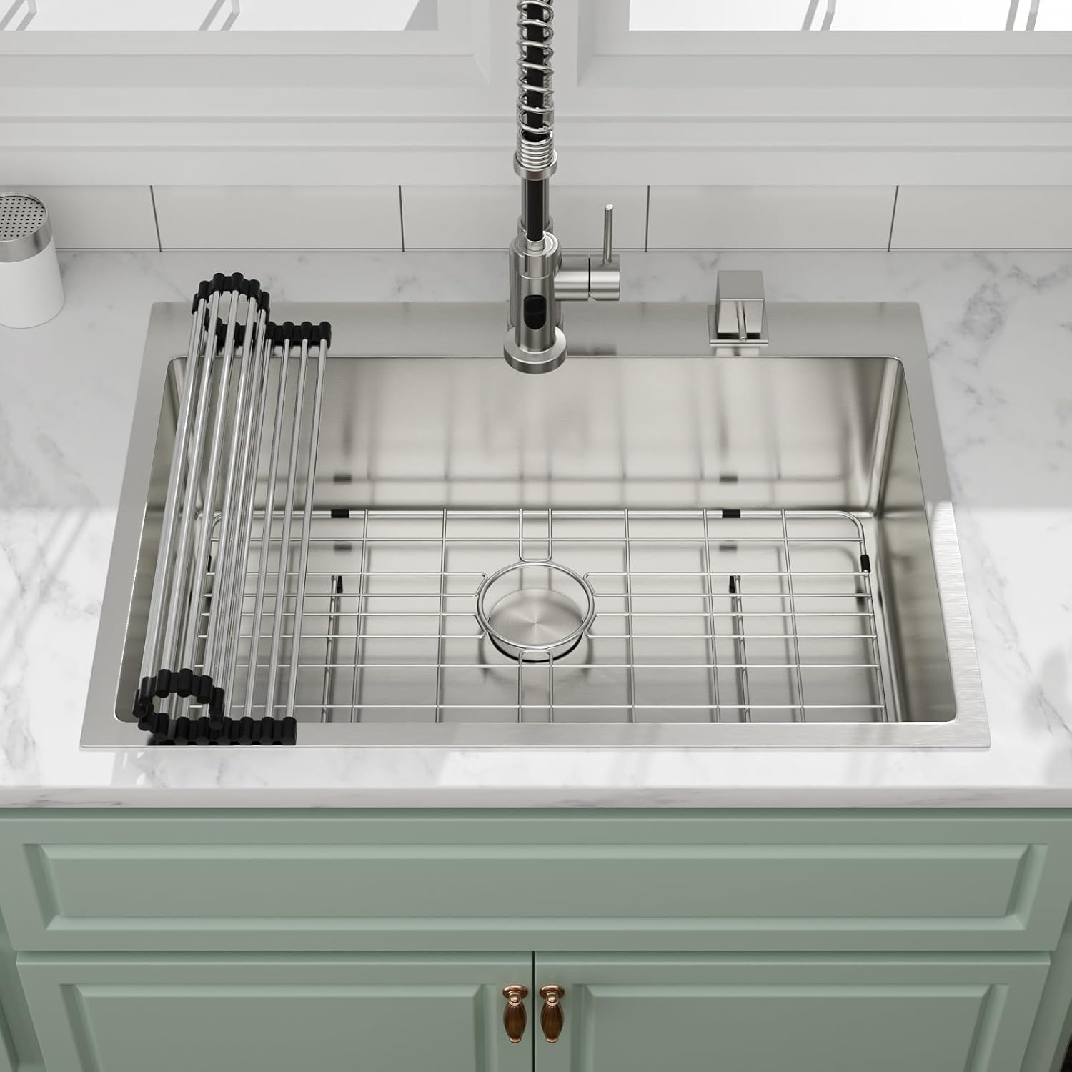 30 Inch Drop In Kitchen Sink, 30'x22'x9' Topmount Stainless Steel Kitchen Sinks With 16 Gauge 304 Single Bowl Sink R10 Round Corner Basin