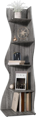 LITTLE TREE Small Corner Shelf, Modern 5-Tier Wall Corner Bookshelf, Stylish Bookcase Storage Rack for Small Space, Living Room, Bedroom