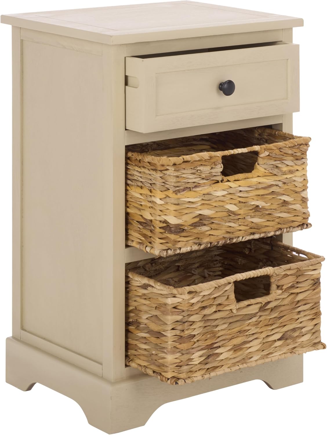 SAFAVIEH Furniture - Carrie 3-Shelf Side Table - Sand - Solid Wood - Farmhouse Tiered Design - Ideal for Living Room, Entryway, Home Office, 16' W x 13' D x 26' H - Fully Assembled (AMH5700J)
