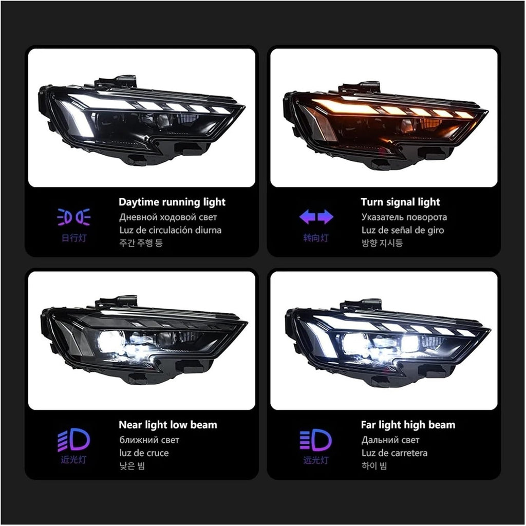 Car Lights Compatible With A3 8V 2013-2021 S3 RS3 Sedan Hatchback LED Auto Headlight Assembly Upgrade RS5 Style Design Tool Accessories(17-20 Xenon)