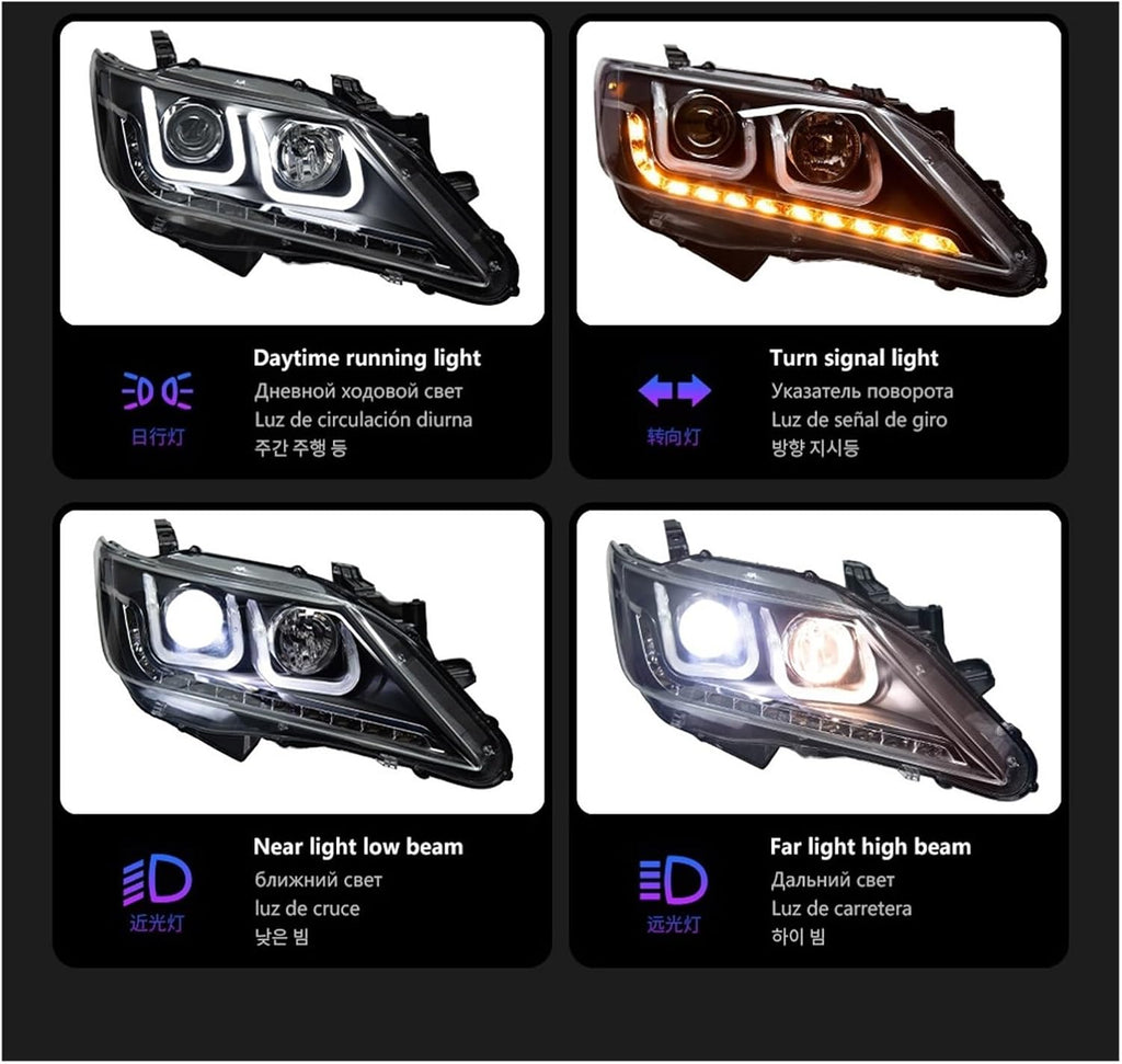 Car Lights Compatible With Camry 2012-2014 LED Auto Headlights Assembly Upgrade Bifocal Lens Blink Signal Lamp Tool Accessories
