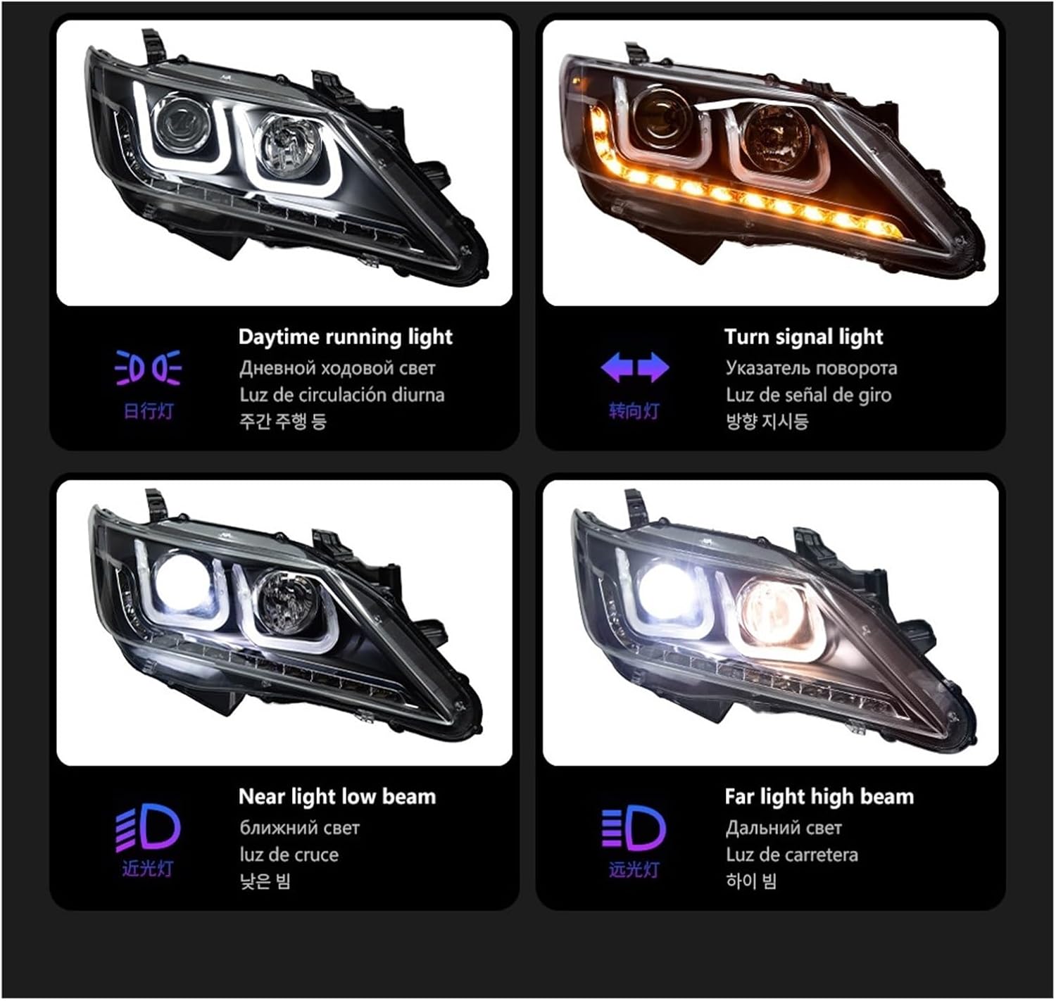Car Lights Compatible With Camry 2012-2014 LED Auto Headlights Assembly Upgrade Bifocal Lens Blink Signal Lamp Tool Accessories