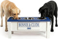 GTW Elevated 3 Bowl Dog Feeding Station - Customized Triple Stand for Large Dogs - Includes Storage & Stainless Steel Bowls (Large, Blue)