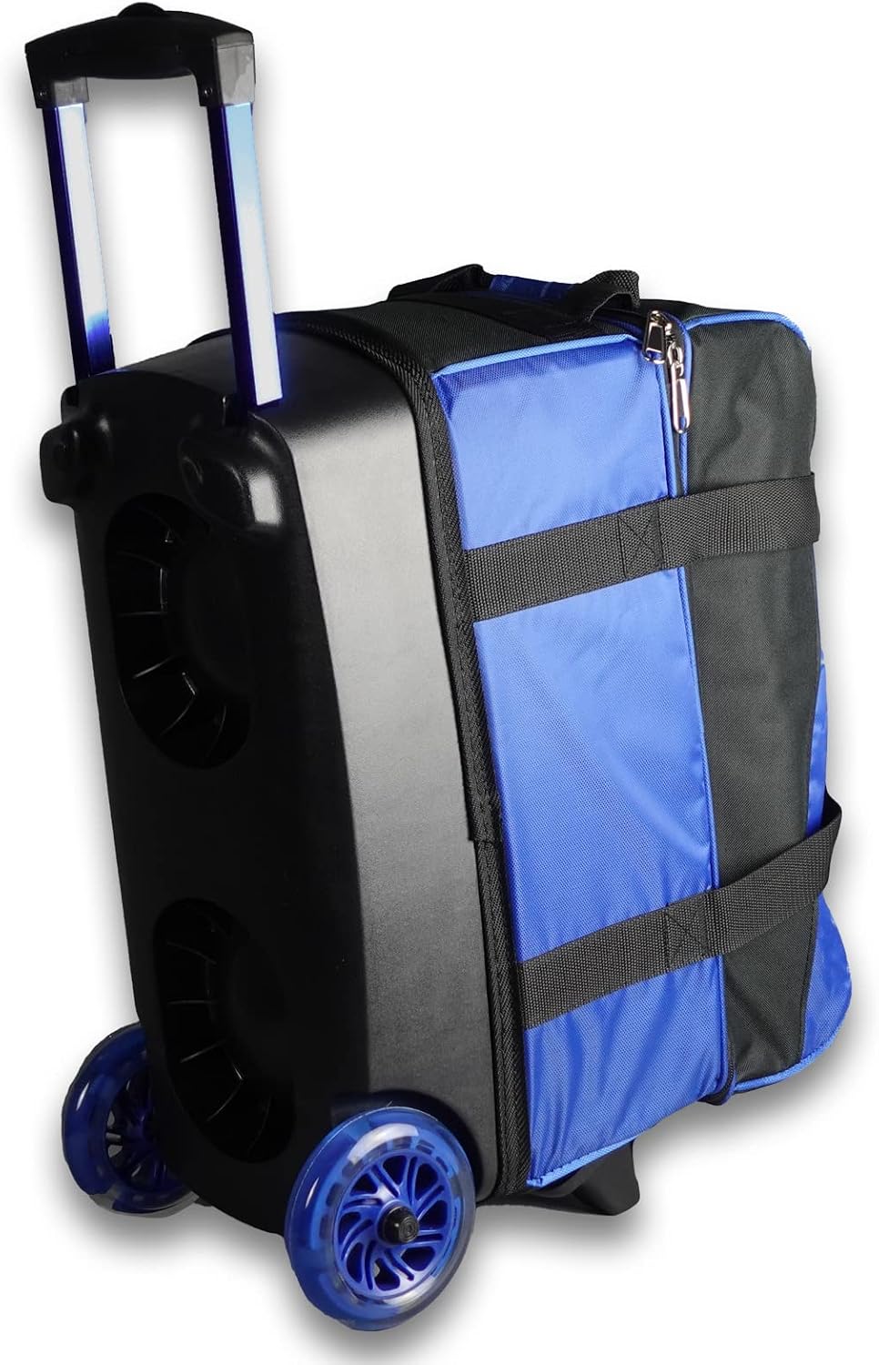 ELITE Deluxe 2 Ball Bowling Bag with 5' Smooth Wheels - Large Accessory Pocket, Shoe Compartment, 36' Extendable Handle