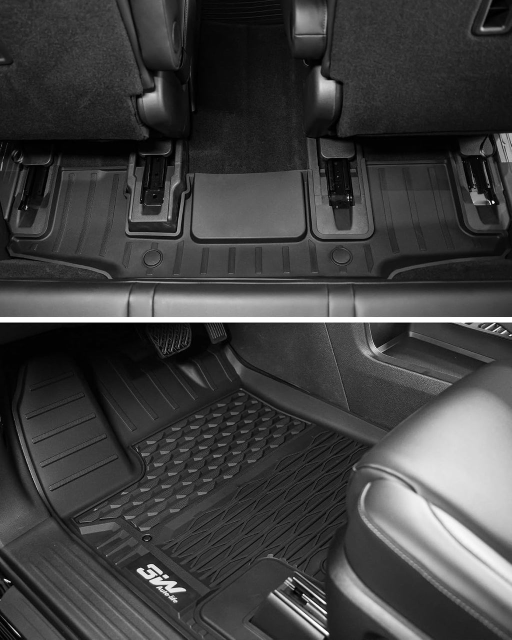 3W Floor Mats for Nissan Pathfinder 2022 2023 2024 2025 2026 (Only fit 7 Passenger Models), 3 Rows,TPE All Weather Protection Car Floor Liners Accessory,Black