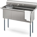KoolMore 51 in. Three Compartment 16-Gauge Stainless-Steel Commercial Kitchen Sink, Bowl Size 15x15x14, with Three Basins for Washing and Rinsing Dishes and Pre-Drilled Faucet Holes (KM-SC151514-N316)