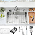 33x19 Inch Drop in Kitchen Sink with Faucet Combo - Stainless Steel 10 Inch Deep Single Bowl Top Mount Kitchen Sink with Cup Washer