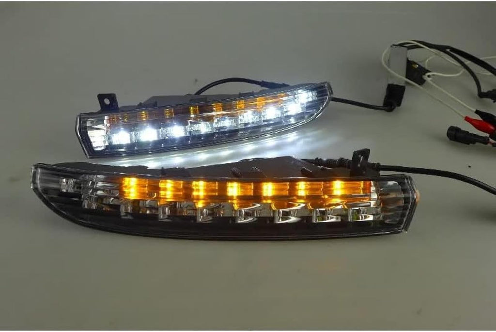 Fog Lights 2x DRL Daytime Running Fog Lights White Yellow Driving Indicator Lamps For VW For PASSAT For CC 2010-2012 Car Accessories Lights