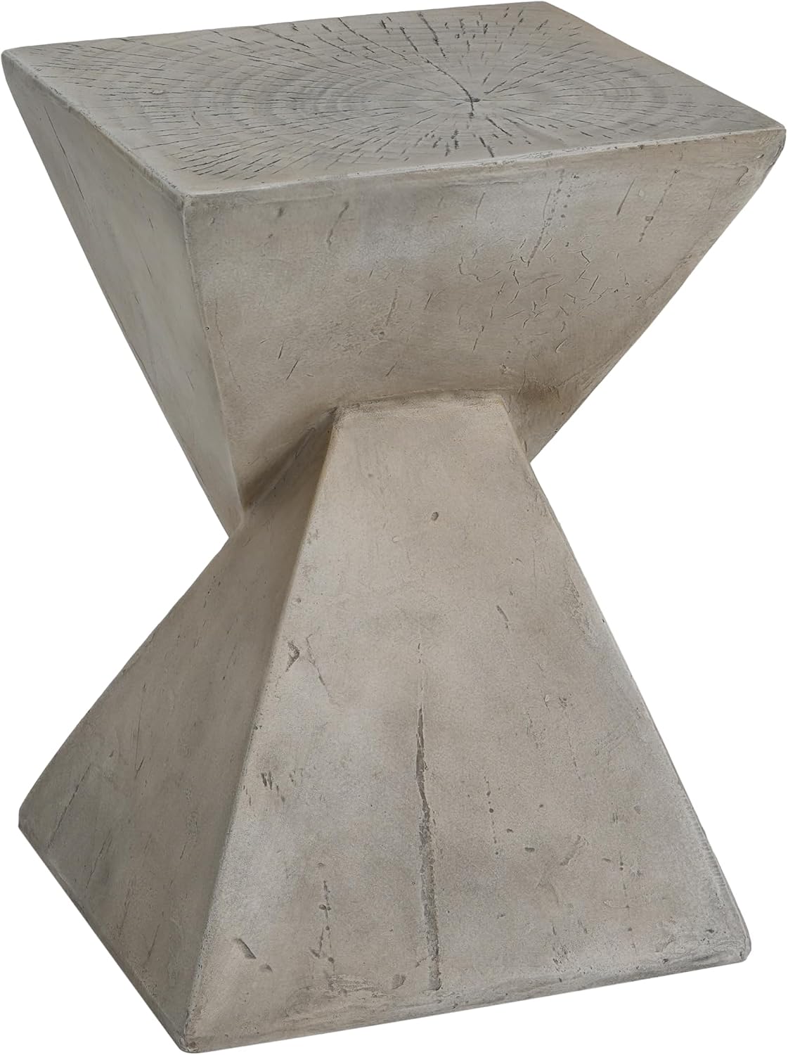 Christopher Knight Home Novi Outdoor Side Table, Geometric-Shaped Accent Side End Table, Garden Stool for Patio Balcony Beach Pool, Lightweight Concrete, Wood-Like Texture, Light Gray