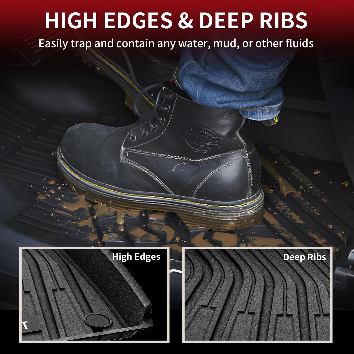 LASFIT Floor Mats Fit for Volkswagen ID.4 2021-2026, Custom Fit TPE All Weather Waterproof Floor Liners 1st & 2nd Row Car Mats, Black