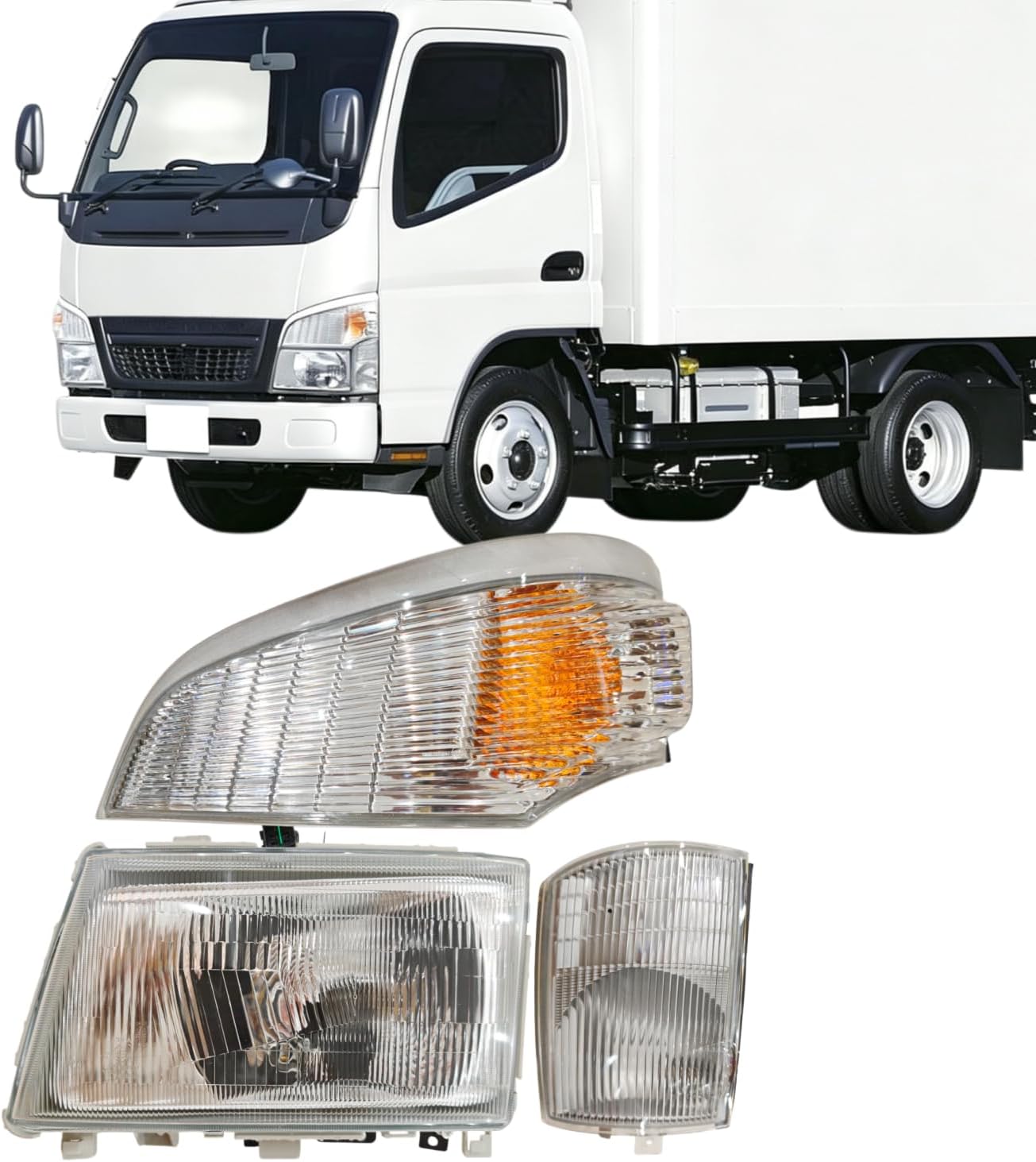 Left Headlight Assembly Corner Indicator Parking Light Lamp Compatible with Mitsubishi Canter FUSO FE180 FE145 FE140 2005-2011 Truck Replace MK353635 MK548497