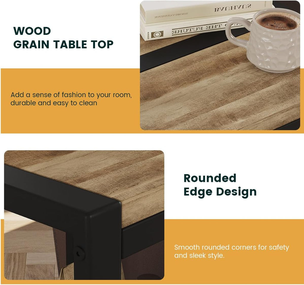 BON AUGURE End Table Set of 2, Rustic Farmhouse Side Table with Storage Shelf, Small Square Nightstand for Bedroom, 2 Tier Sofa Accent Table for Living Room, Space Saving (Vintage Oak)