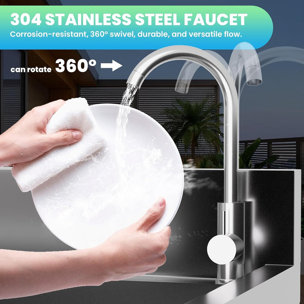1 Compartment Sink Commercial, Stainless Steel Utility Sink for Restaurant Bar Kitchen, Extra Large Triple Bowl Commercial Sink for Food Prep and Cleaning (1 Compartment)