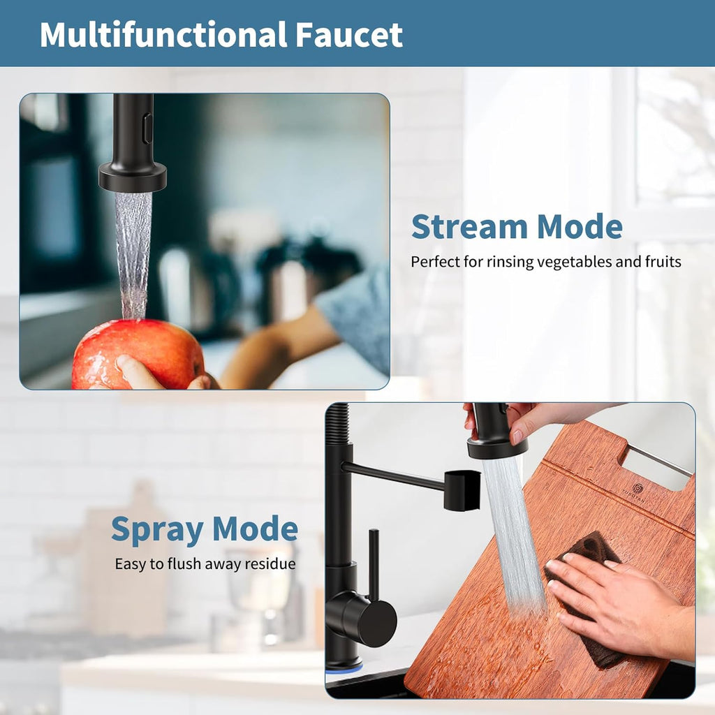 30 x 18 inch Kitchen Sink, Single Bowl Stainless Steel Sink Multifunctional Drop In Sink with Pull-Down Faucet and Multiple Accessories (30 * 18 inch)