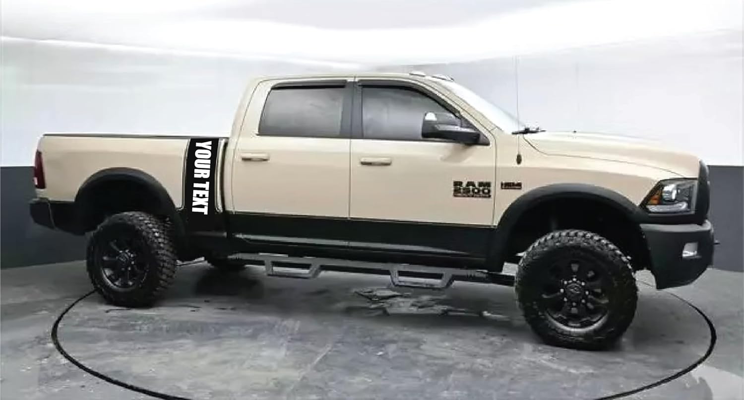 AnyStickerYouWant - Bed and Rocker Stripes Vinyl Decal Fits & Compatible with Dodge RAM Power Wagon - Any Color You Want - Add Custom Text