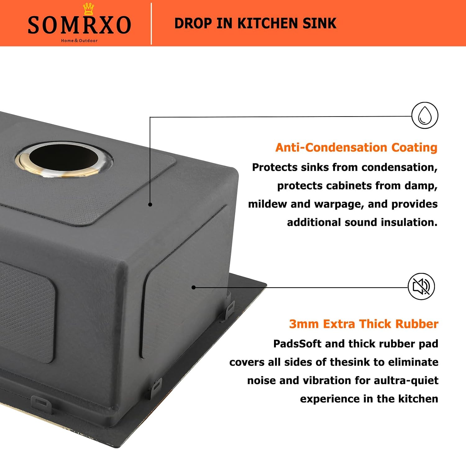 21x20 Inch Drop In Bar Sink - 16 Gauge Gold Stainless Steel Small Kitchen Sink, 10' Deep Single Bowl Workstation Sinks with Accessories for RV, Outdoor Kitchen & Wet Bar