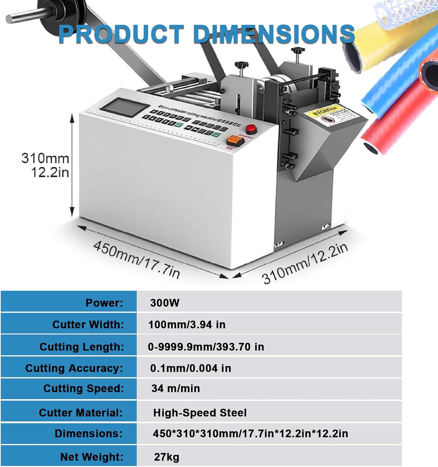 Fully Automatic Heat-Shrink Tube Cutting Machine/300w Electric Tube Cable Pipe Cutter with Micro Computer Control, Cutting Accuracy 0.1mm for Sleeve Rubber/Plastic Tube