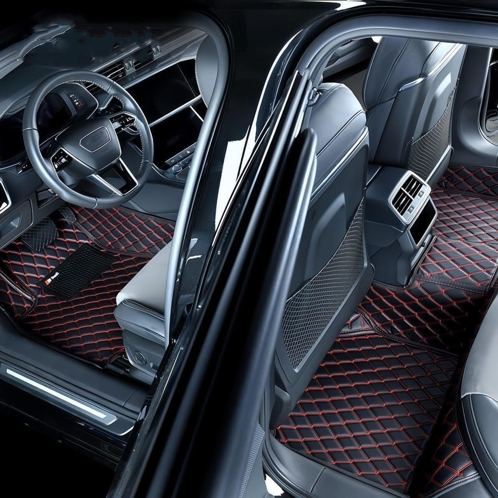 Leather Car Floor Mats for Land Rover Defender 110/130 L663 2020 2021 2022 2023 2024 2025, Waterproof Floor Mat Front Rear Row Carpet Protection Liners Car Floor Matts Accessories,Brown