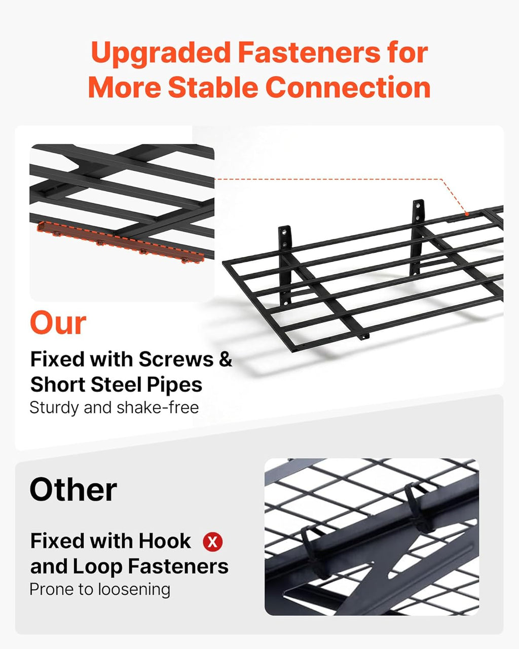 VEVOR 2-Pack Heavy Duty Garage Wall Shelving, 2 x 6 ft Steel Wall Mounted Shelving Unit, 24 x 72 Inch Per Shelf Floating Storage Metal Rack for Garage, 1600 lbs Total Weight Capacity
