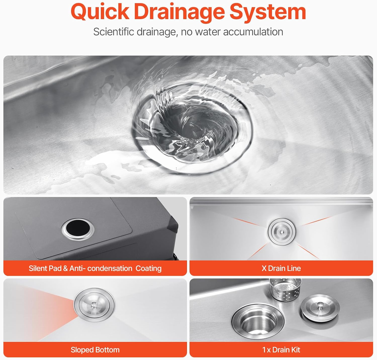 VEVOR Drop In Kitchen Sink 33 Inch Kitchen Sink Workstation, 304 Stainless Steel Top Mount Sinks, Drop-In Single Bowl with Ledge & Multiple Accessories Sink for RV, Prep Kitchen, Bar 33 x 22 x 9inch