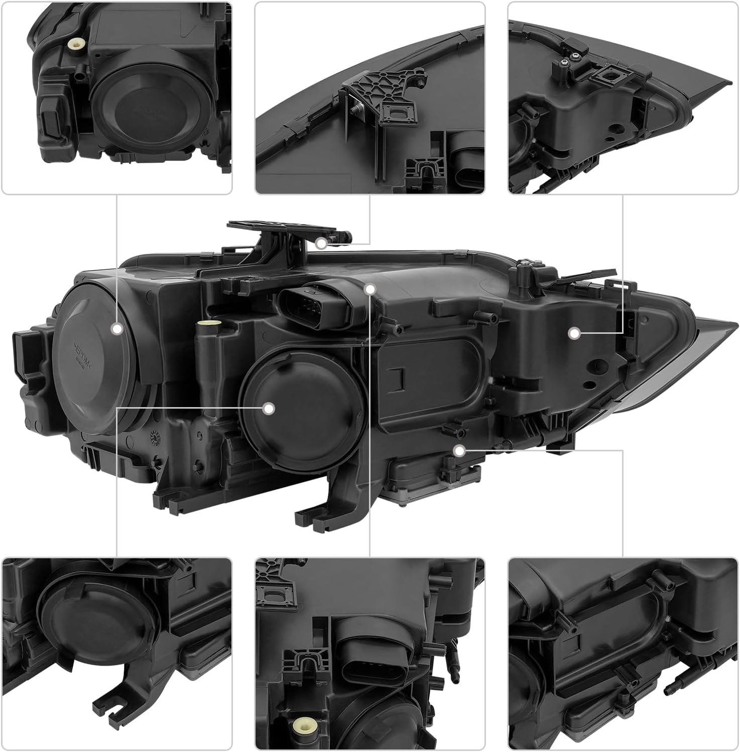 Left and Right Side Headlight Assembly, Passenger&Driver Side Xenon Headlight Lamp, HID/Xenon Non-AFS Projector Headlight Headlamp For 2013-2016 Audi A4 w/o Curve Lighting (Left)