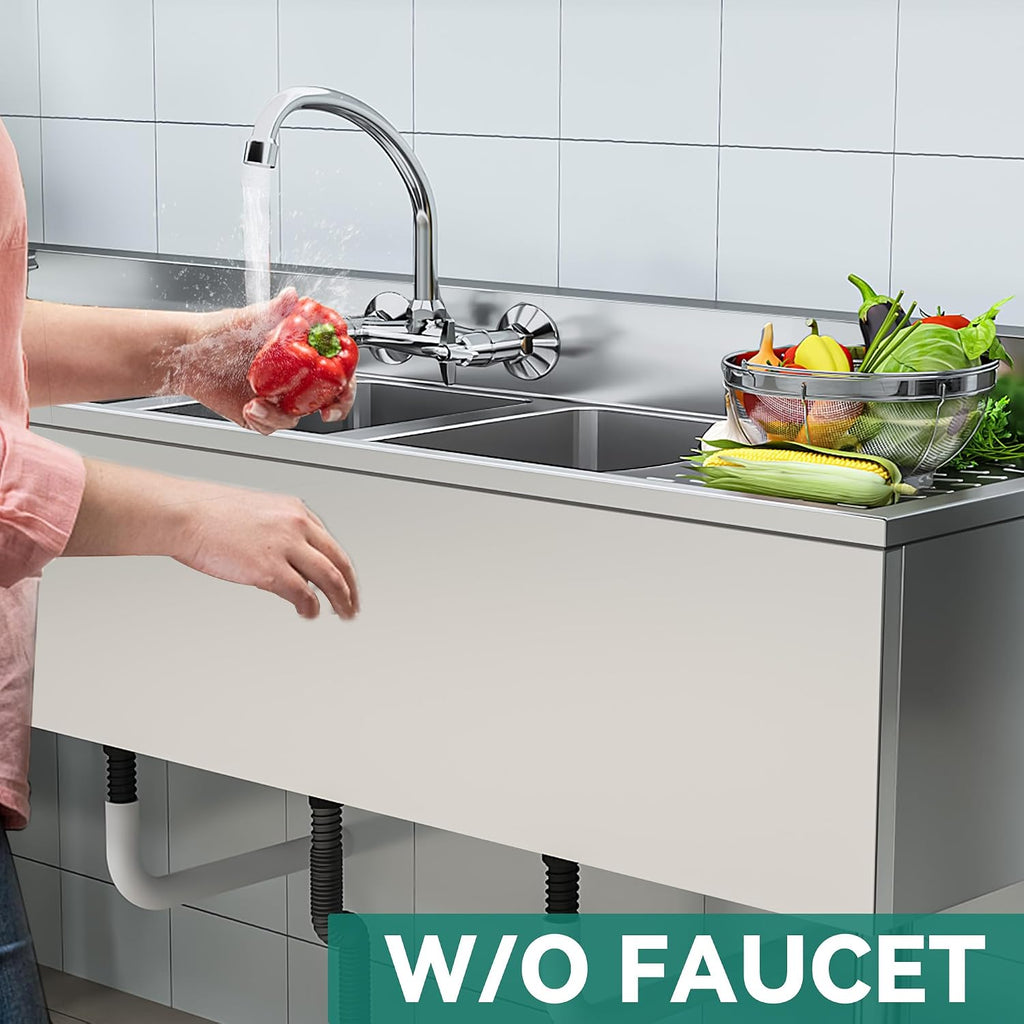 YITAHOME 60inch 3 Compartment Commercial Bar Sink with Drainboards, NSF Heavy-Duty Stainless Steel Freestanding Prep Utility Sink for Restaurant Kitchen