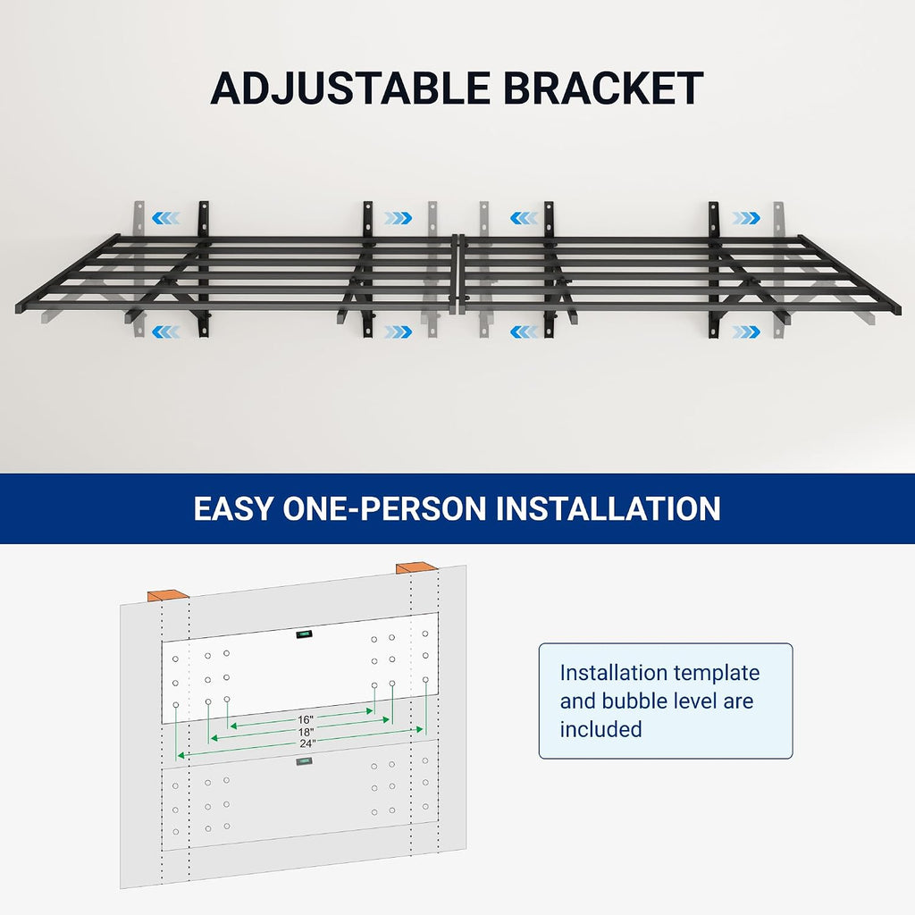 FLEXIMOUNTS 2x6ft Heavy Duty Garage Storage Wall Shelving, 1600lbs Load Capacity, 2 Pack Wall Mounted Storage Rack, 24x75 inch Rack Floating Shelves for Garage Organization, Snap Assembly, Pro Series