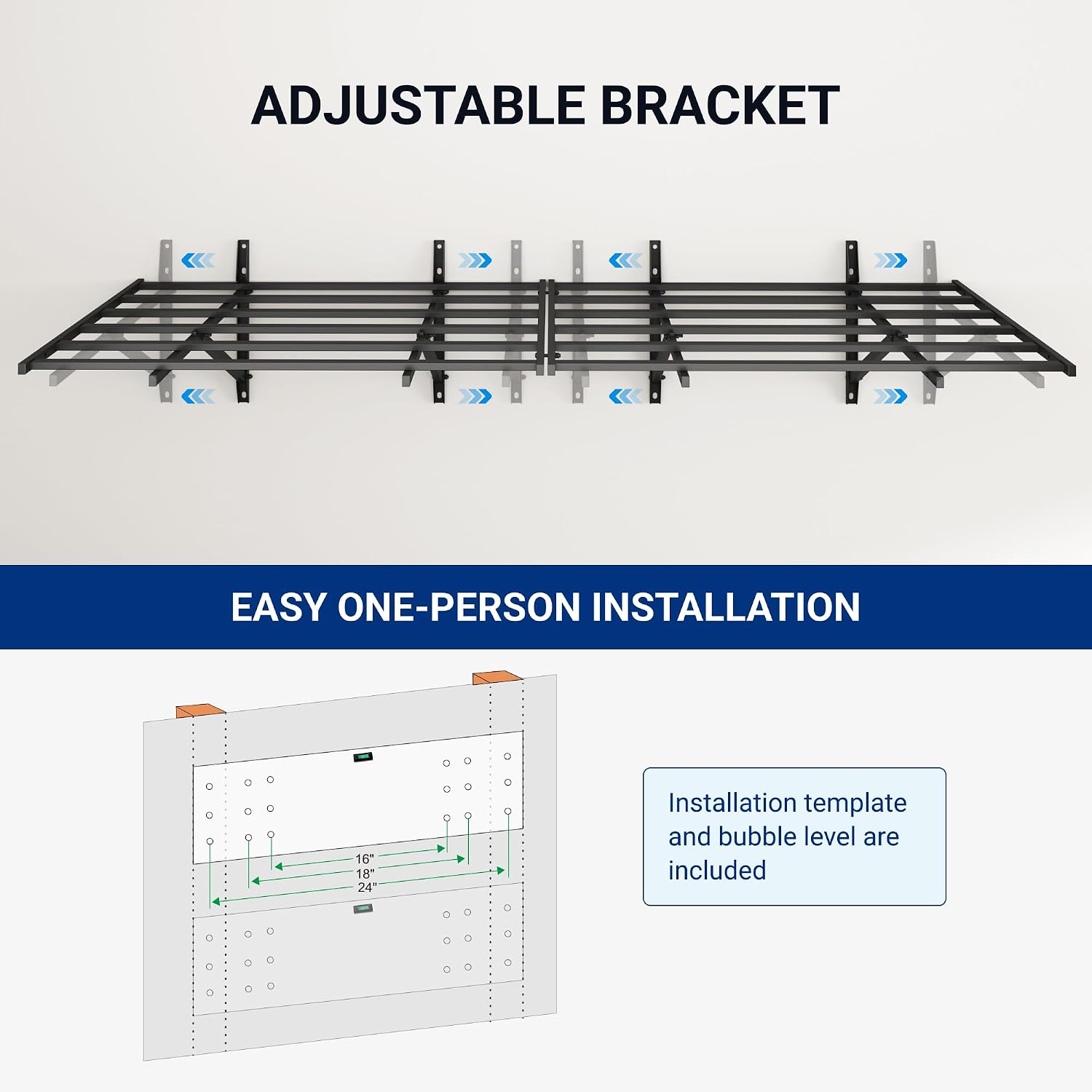 FLEXIMOUNTS 2x6ft Heavy Duty Garage Storage Wall Shelving, 1600lbs Load Capacity, 2 Pack Wall Mounted Storage Rack, 24x75 inch Rack Floating Shelves for Garage Organization, Snap Assembly, Pro Series