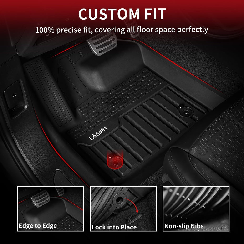LASFIT Floor Mats Fit for Land Rover Range Rover Velar 2017-2026 & Jaguar F-Pace 2017-2026, Custom Fit TPE All Weather Waterproof Floor Liners 1st & 2nd Row Car Mats, Black