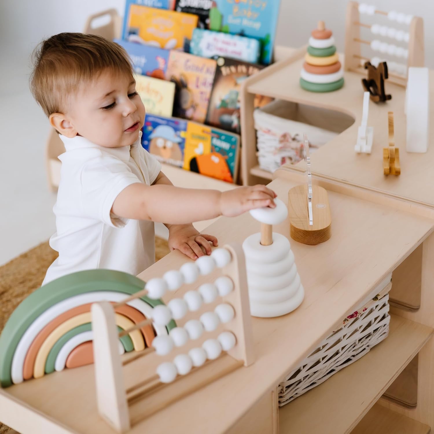 Montessori Bookshelf + Small Toy Shelf + Corner Toy Shelf, Wooden Shelf, Kids Bookcase, Toy Storage, Kids Furniture, Montessori Shelf (Bookshelf + Toy Shelf)