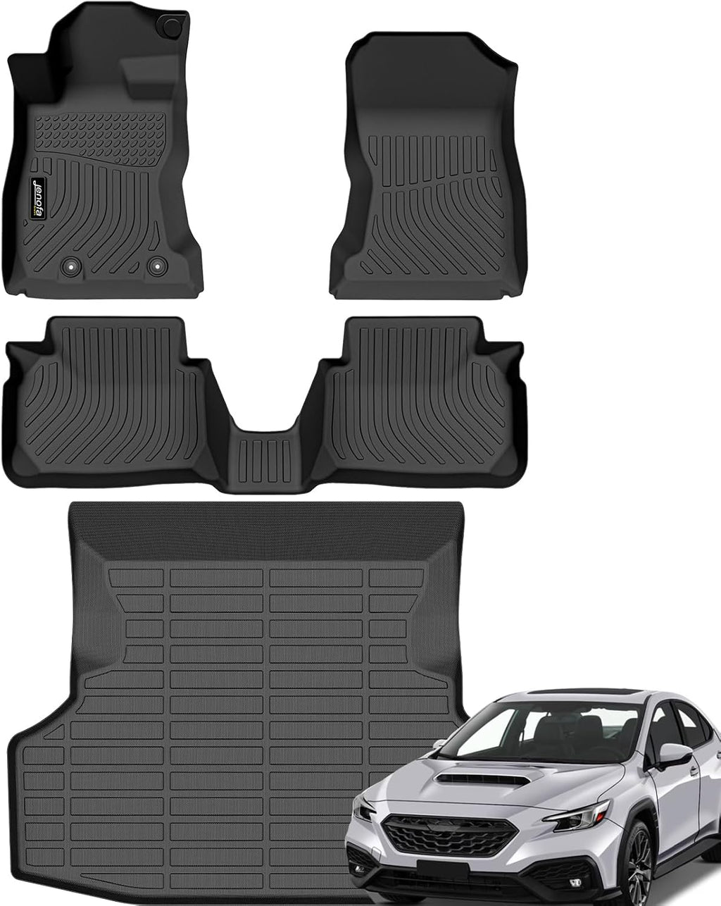 Jenofa-Car Floor Mats & Cargo Liner for Subaru WRX 2022-2025 All Weather Mats Set Custom Fit Car Mat for WRX Full Set Waterproof Durable Floor Liners for WRX Accessories Black 2025