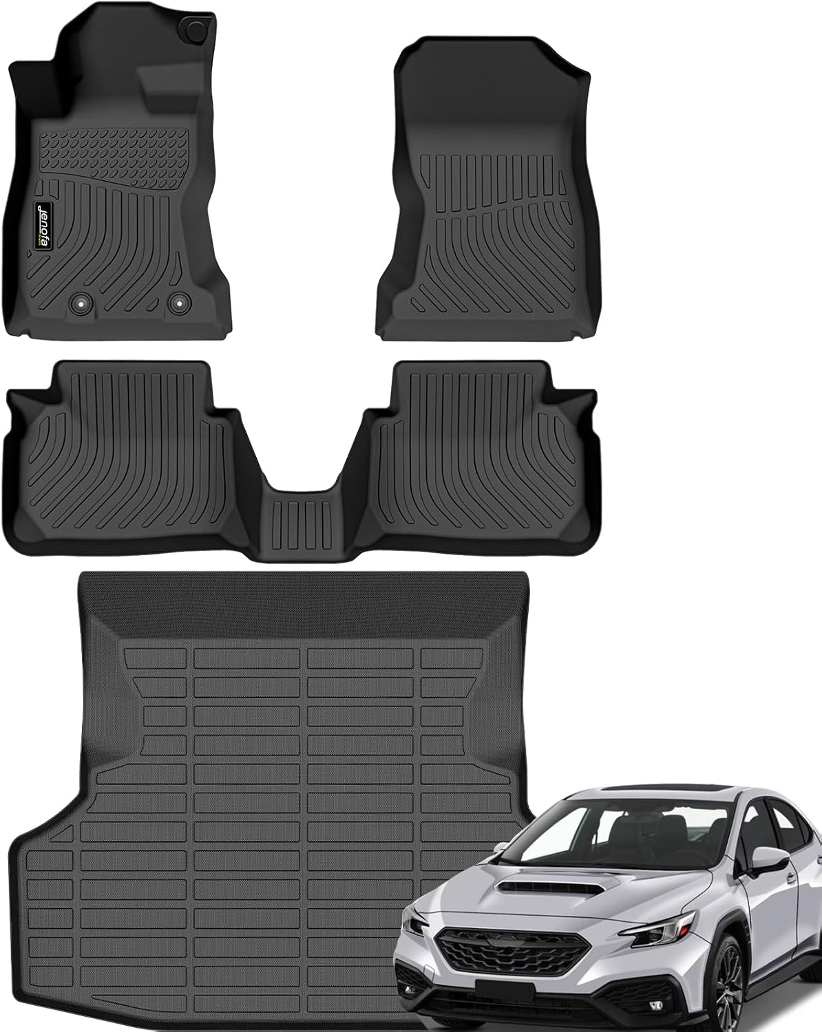 Jenofa-Car Floor Mats & Cargo Liner for Subaru WRX 2022-2025 All Weather Mats Set Custom Fit Car Mat for WRX Full Set Waterproof Durable Floor Liners for WRX Accessories Black 2025