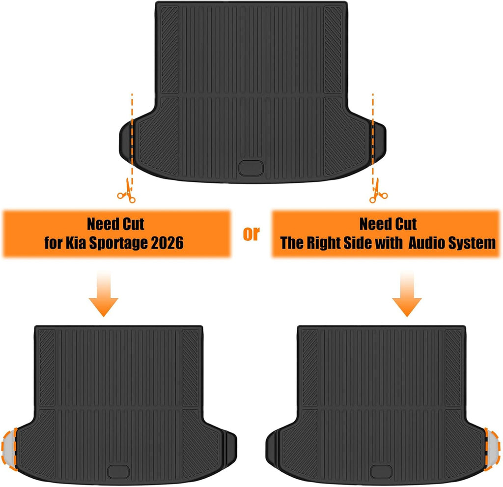 Auxko All Weather Floor Mats Cargo Mat with Backrest Mat for Kia Sportage 2026-2023 Gasoline All Season TPE Accessories Odorless Anti-Slip Floor Liners Trunk Tray with Back Seat Protector