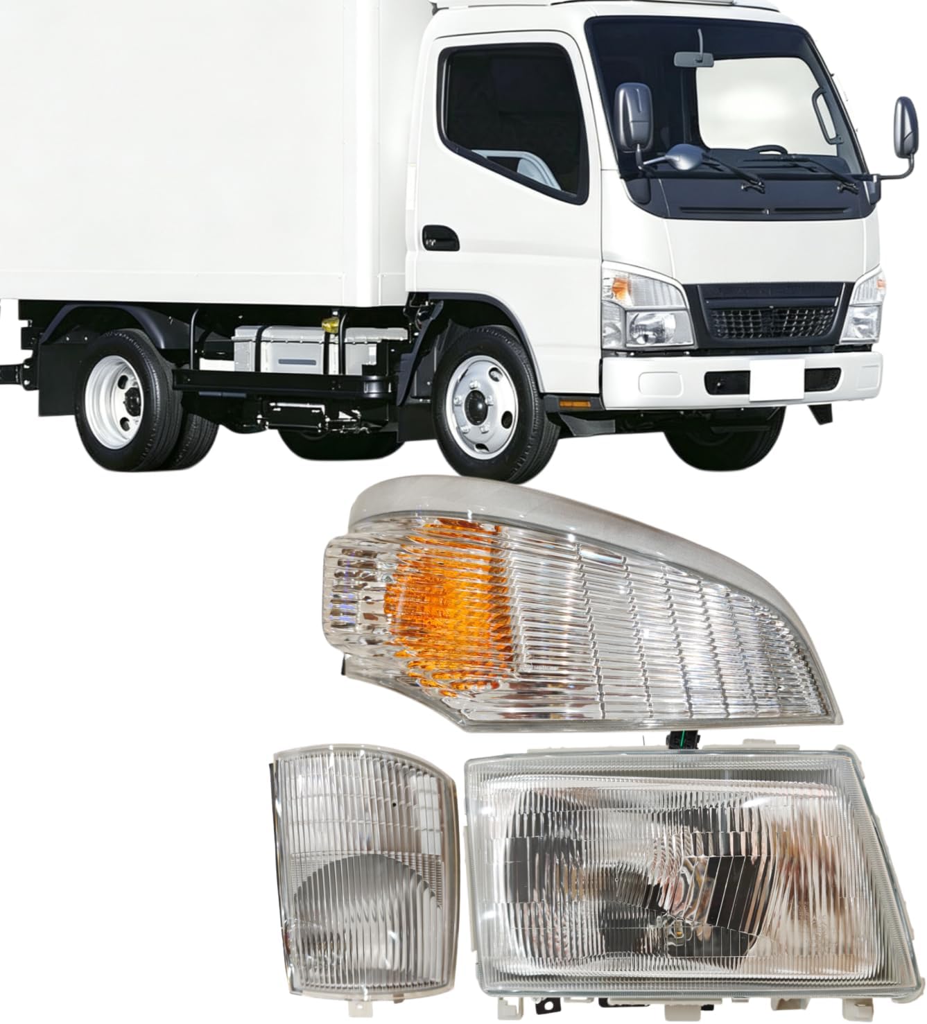 Headlight Assembly Corner Indicator Lamp Compatible with Mitsubishi Canter FUSO FE180 FE145 FE140 2005-2011 Truck Parking Light Lamp Right Passenger Replace MK353647 MK353648