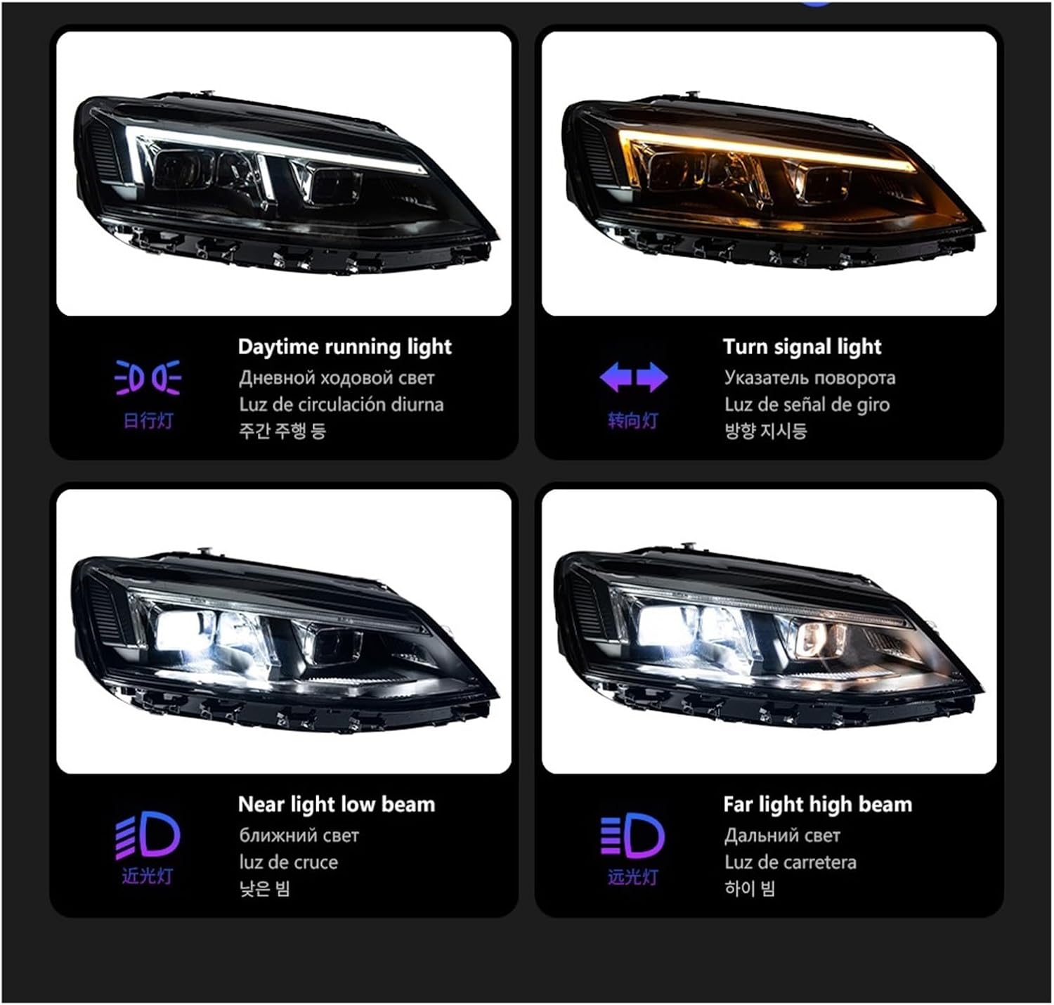 Car Lights Compatible With Jetta Sagitar 2012-2018 LED Auto Headlight Assembly Upgrade R8 Style Design Bifocal Lens Tool Accessories