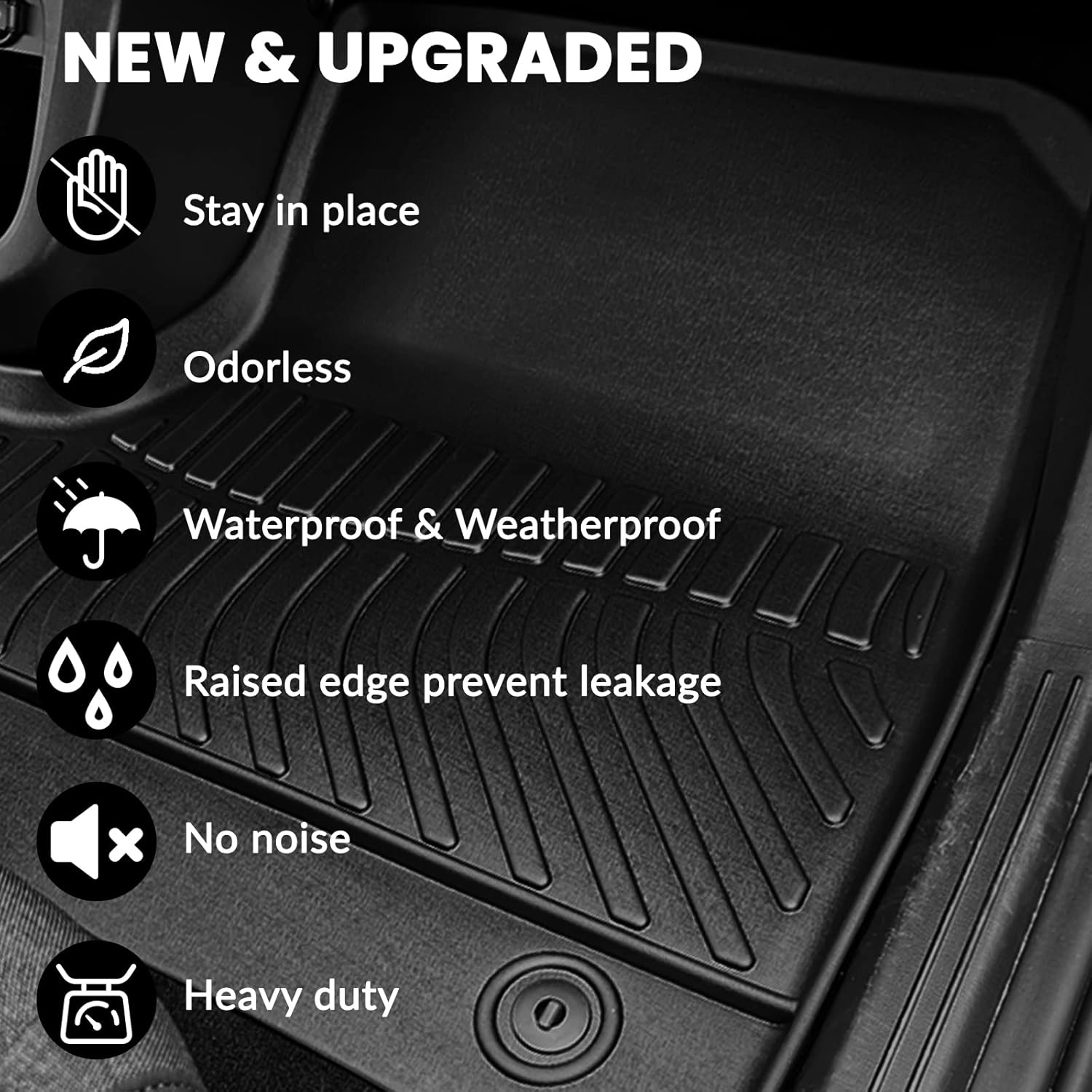 Auxko All Weather Floor Mats Cargo Mat Fit for Kia NIRO Hybrid 2026-2023 (Not for PHEV or EV) TPE Floor Liner Trunk Mat NIRO Accessories All Season Odorless Anti-Slip Black