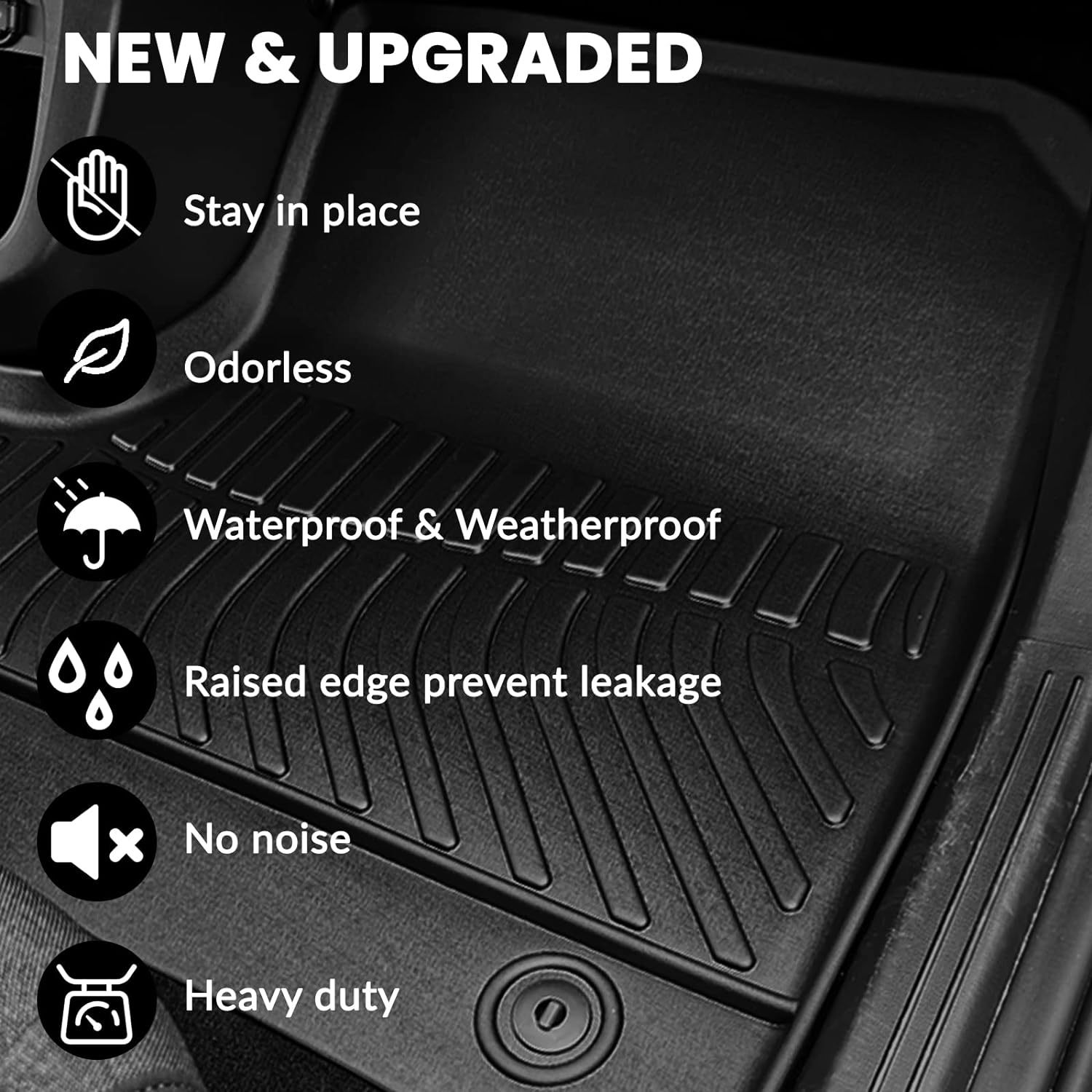 Auxko All Weather Floor Mats Cargo Mat with Backrest Mat Fit for Kia NIRO EV 2026 2025-2023 TPE Liners NIRO EV Accessories Odorless Anti-Slip Floor Mats Cargo Mat Back Seat Protector Black