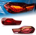 HCmotion LED Tail Lights Assembly For BMW 4 Series M4 F32 F33 F82 F36 F82 F83 Sedan/Convertible/Coupe 2014-2020,LED Rear Lamps With Start-up Animation & Sequential Indicator (Red)