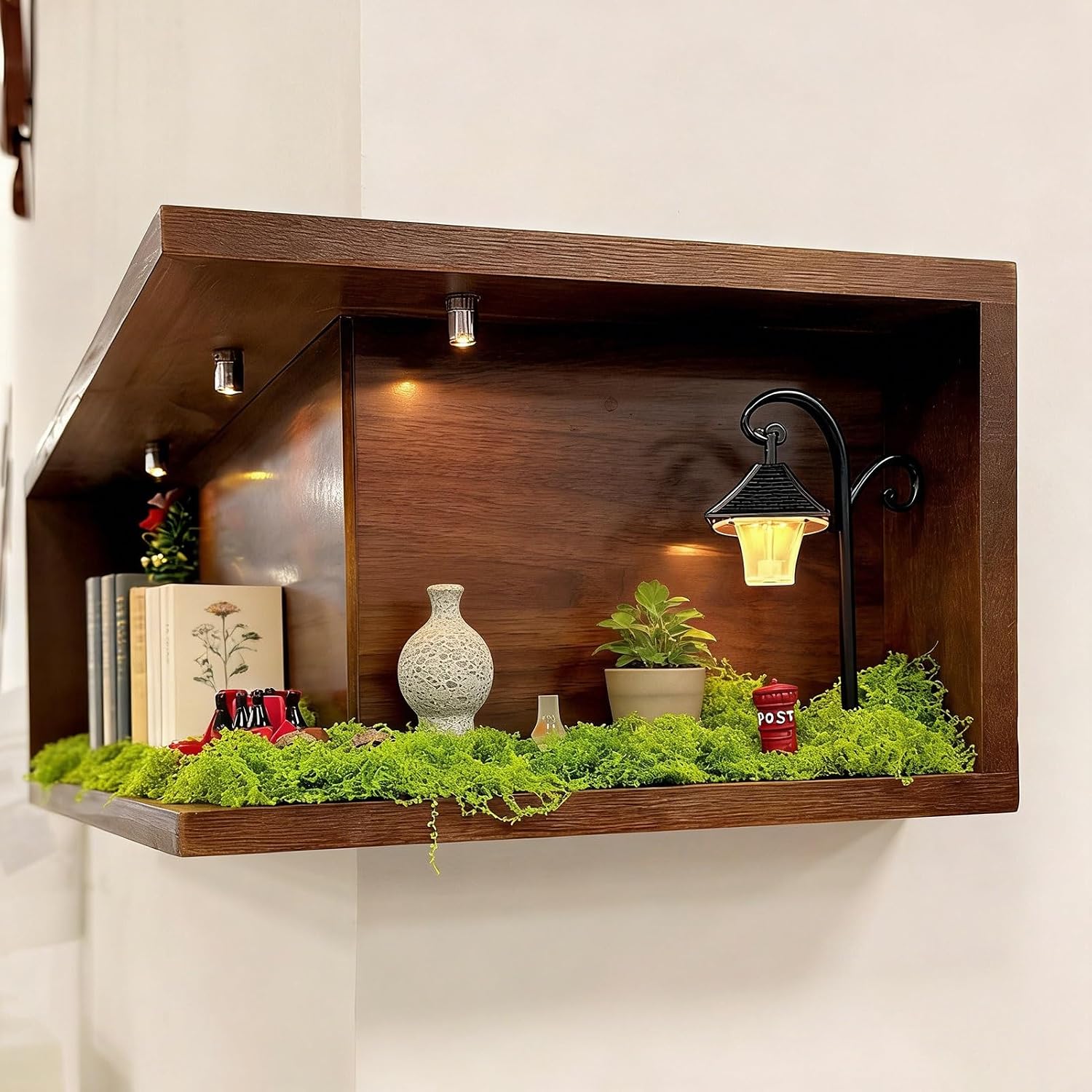 Floating Corner Shelves, Wall Mounted Display Shelf for Collectibles, Books, Plants, Space-Saving Corner Storage Rack for Bedroom, Living Room, Home Decor(1 Pack,L-Shape 30 x 60 x 20 cm)