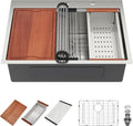 28x22 Inch Drop In Kitchen Sink Workstation 16 Gauge 304 Stainless Steel Handmade Welding Topmount Sink with Single Bowl, R10 Rounded Corner 28'x22'x10', #YST0001